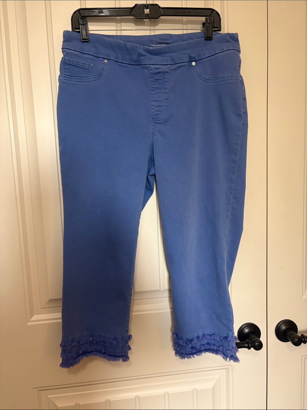 Blue Women's Cropped Ruffle-Hem Pants